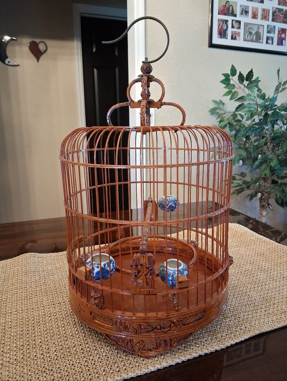 Vintage Chinese Bamboo Songbird Cage